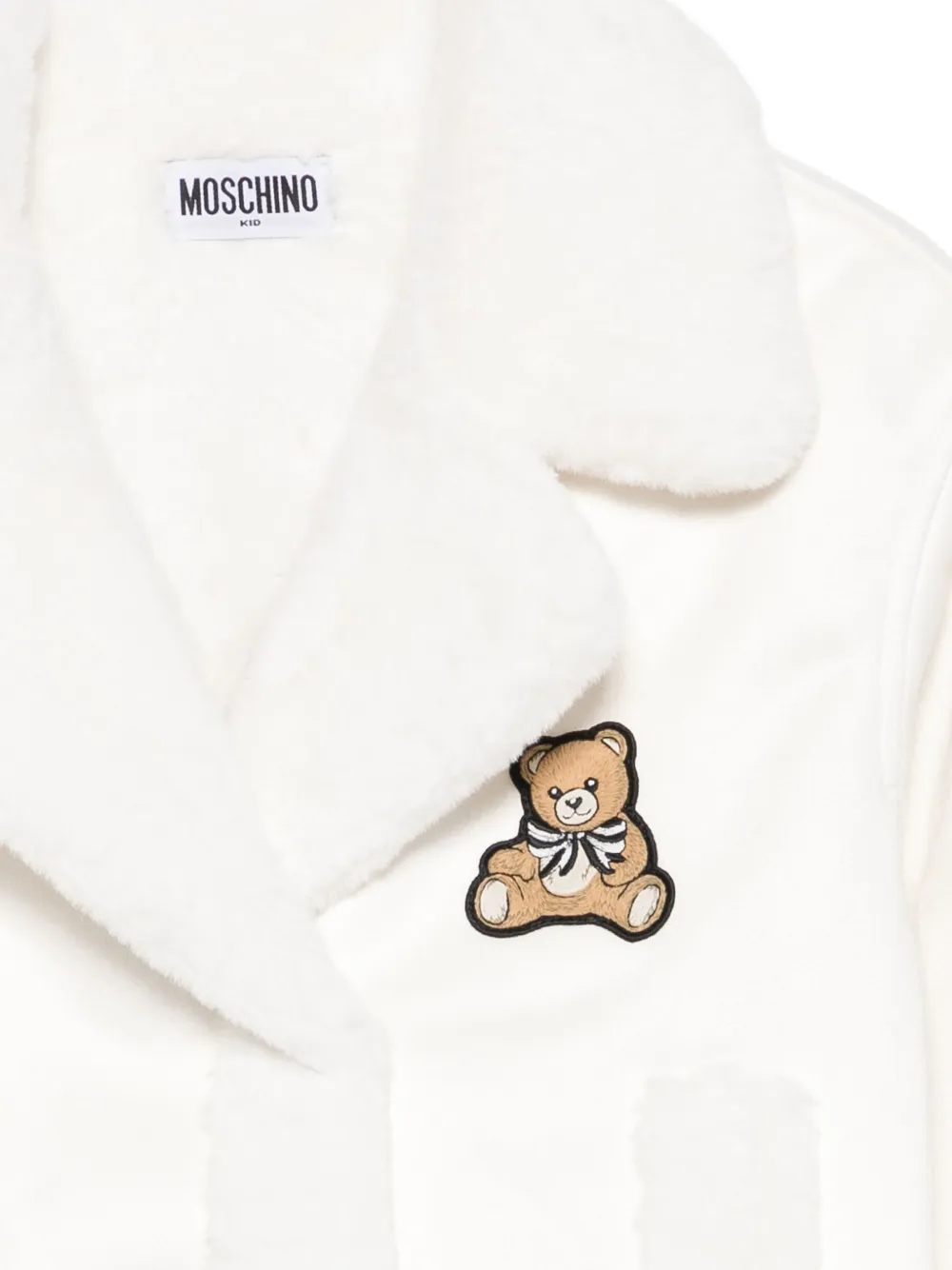 Moschino Kids Fleece jack met teddy-patch Wit