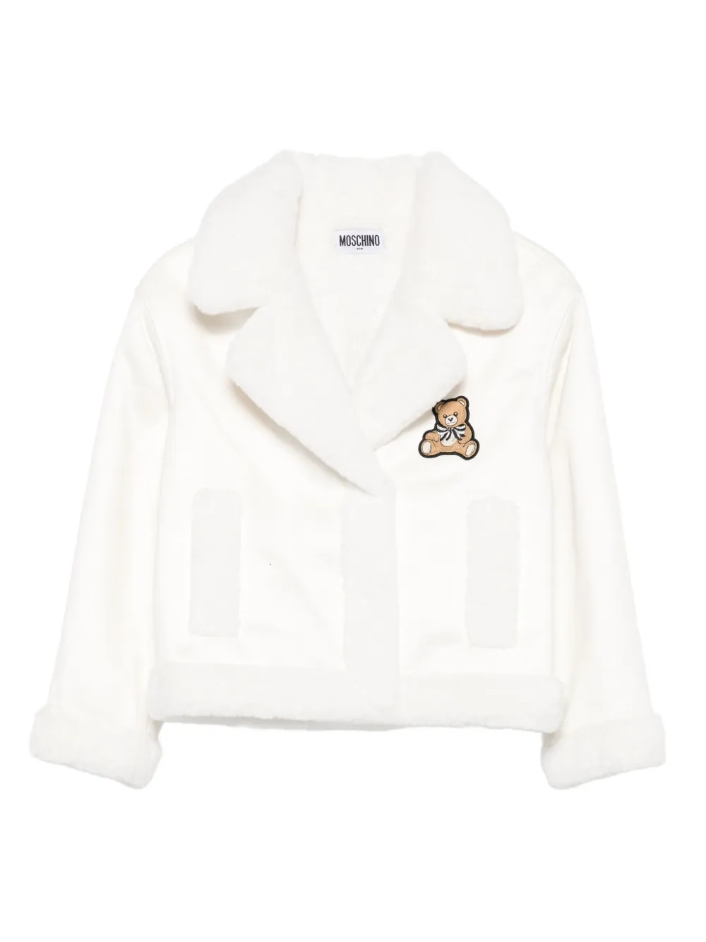 Moschino Kids teddy-patch fleece jacket Wit