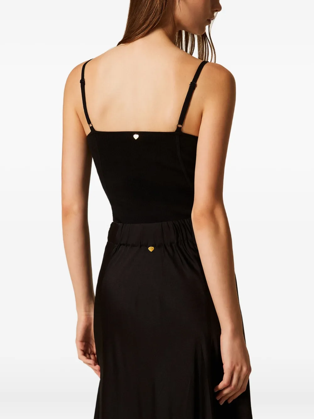 TWINSET Top met sweetheart-hals en kant Zwart