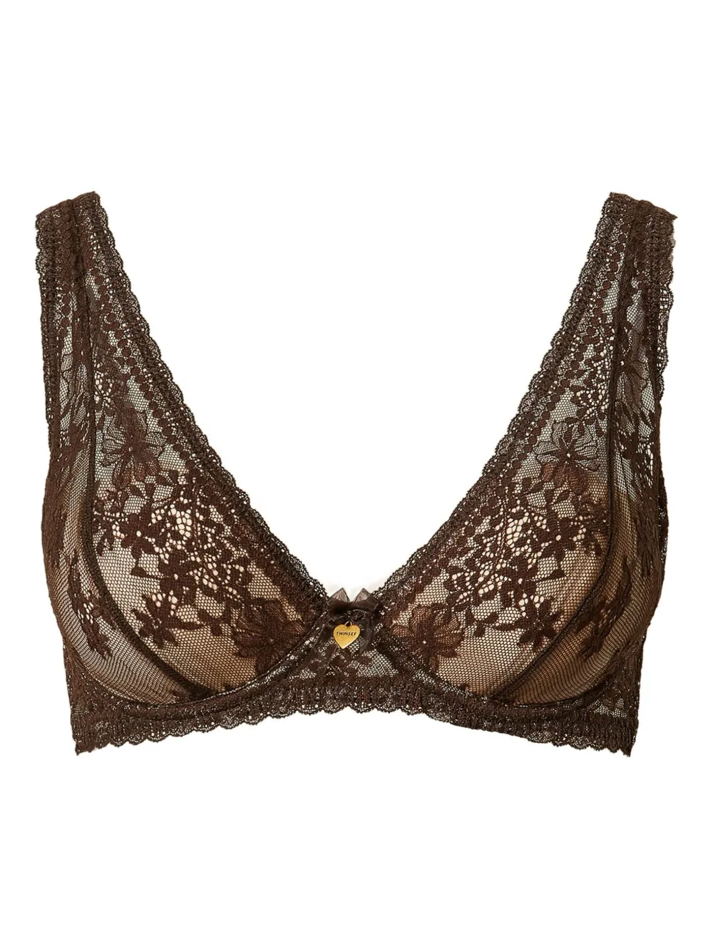 TWINSET Bralette con scollo a V - Marrone