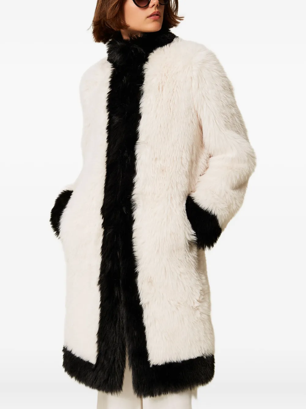 TWINSET Jas van imitatiebont Wit