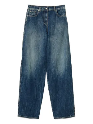 Emporio Armani Calça Jeans Wide Leg Com Lavagem | Azul | FARFETCH BR
