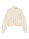 TWINSET turtleneck fringe sweater - White