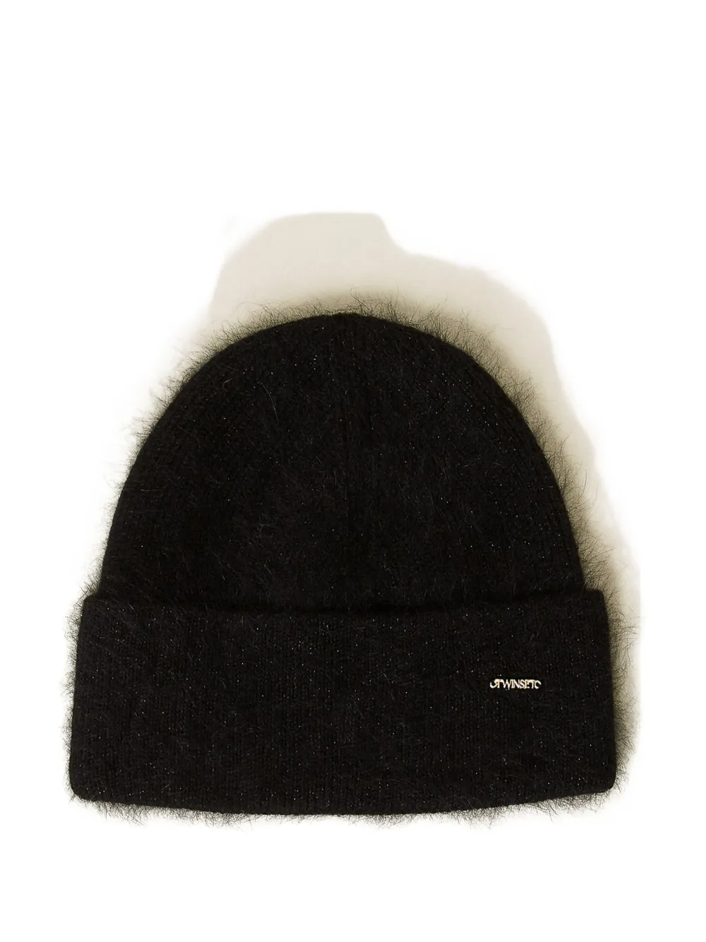Twinset Logo-plaque Beanie In Black