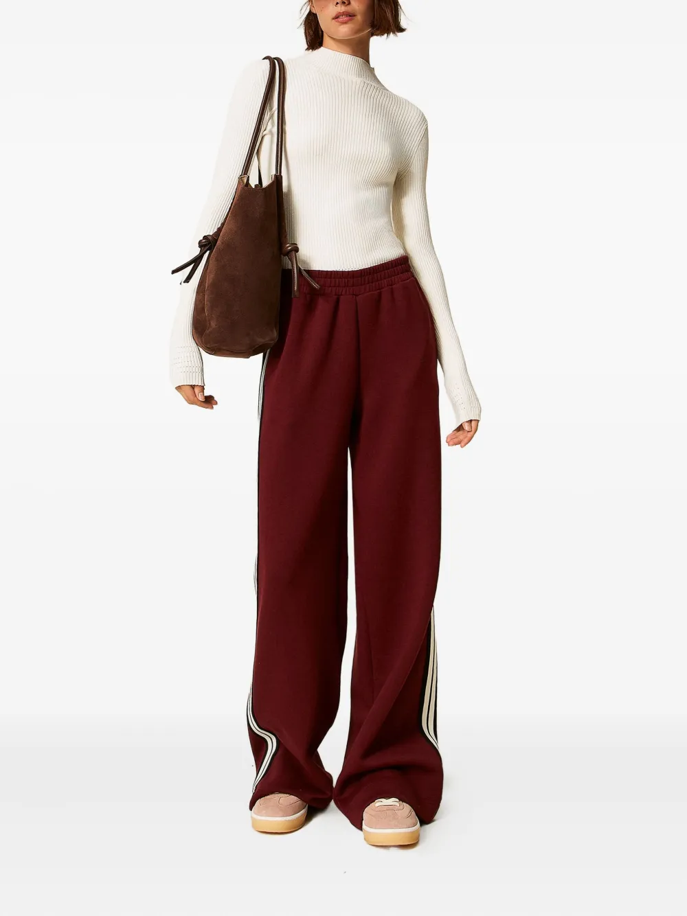 TWINSET Elastische trainingsbroek met zijstreep - Rood