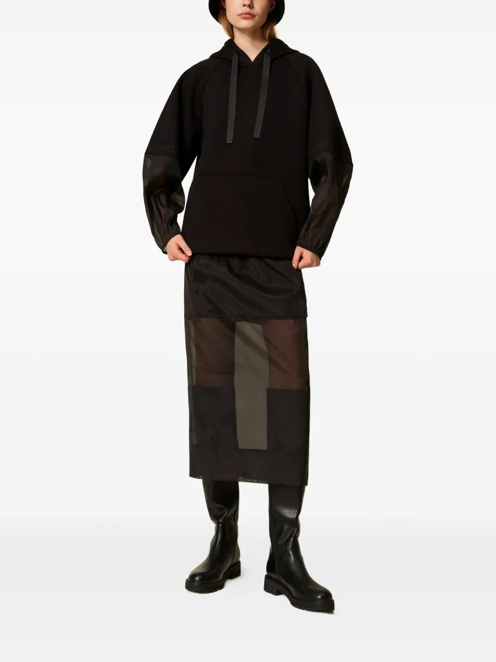 TWINSET Midi-rok met elastische taille - 00006 Black