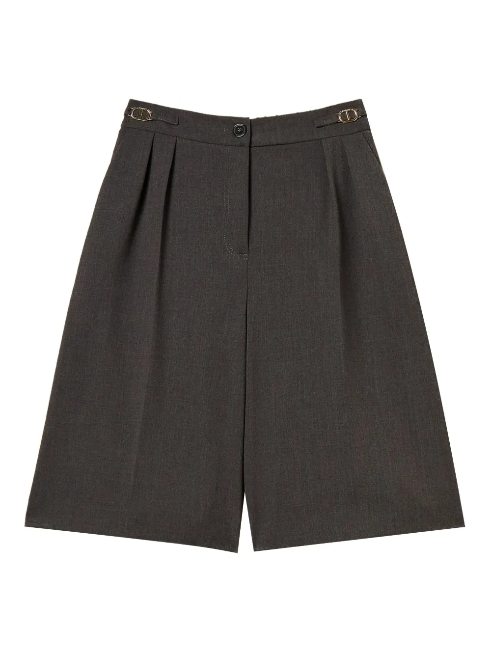 TWINSET pleated-front logo-detail shorts | Grey | Image 1