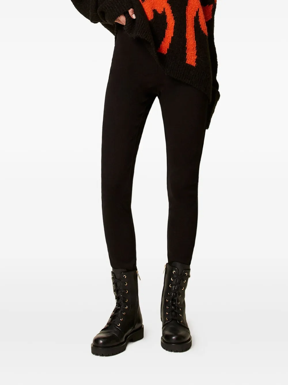 TWINSET Broek met satijnen tailleband Zwart