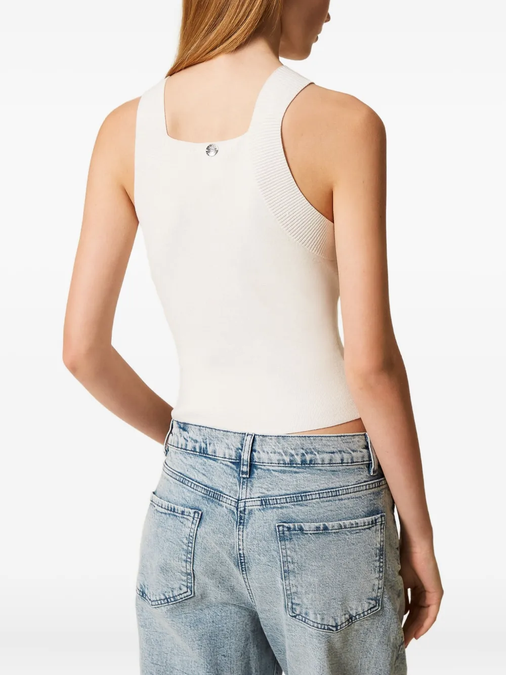 TWINSET Geribbelde top met racerhals Wit