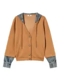 TWINSET denim-insert hooded sweatshirt - Brown
