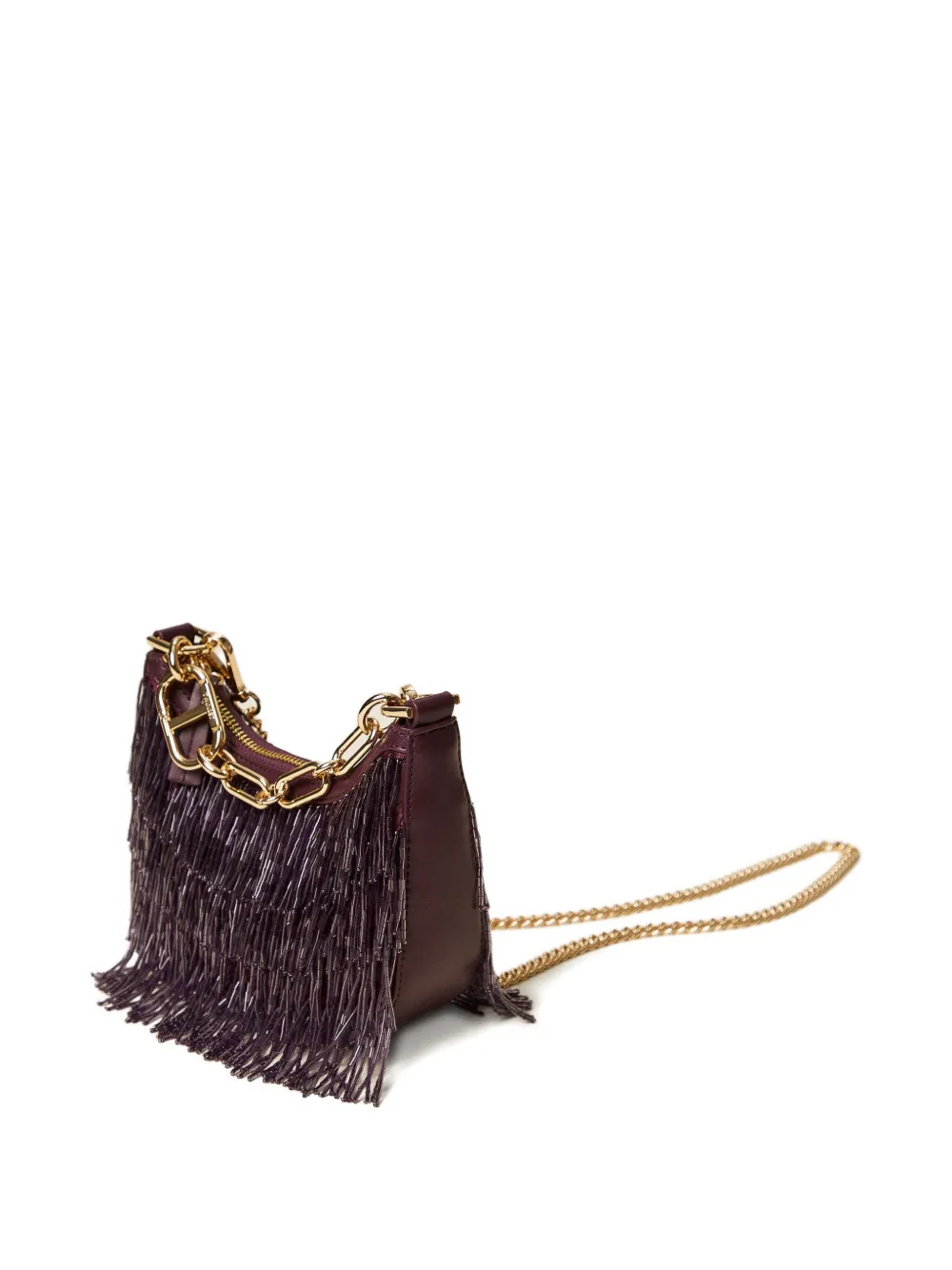 TWINSET Croissant schoudertas met franje en ketting Rood