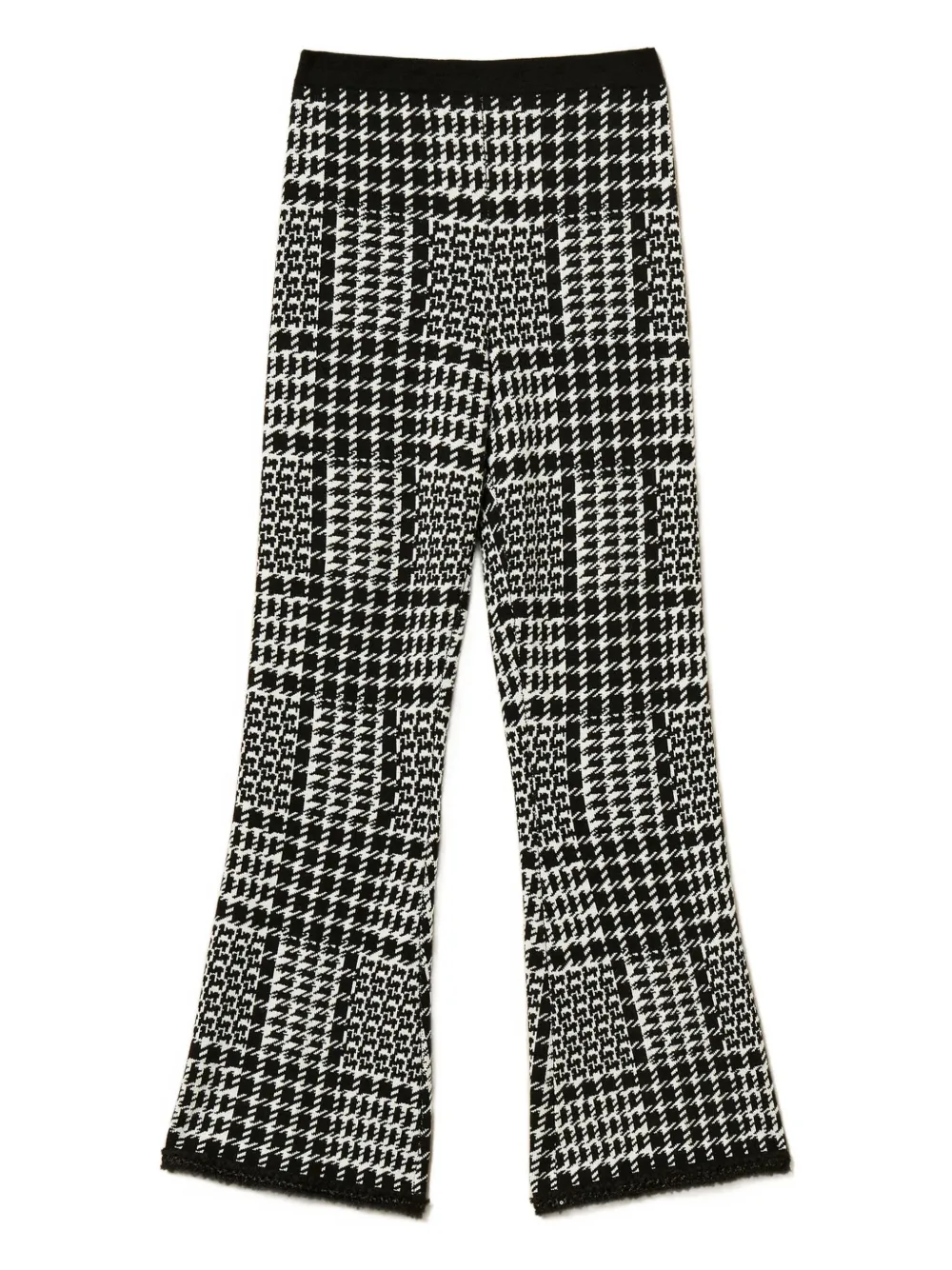 Twinset Checked Knit Pants In Black