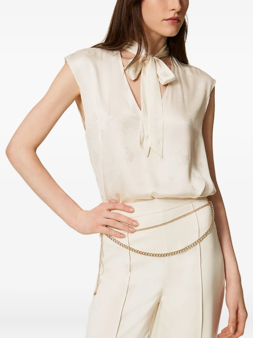 TWINSET Satijnen shirt - Beige