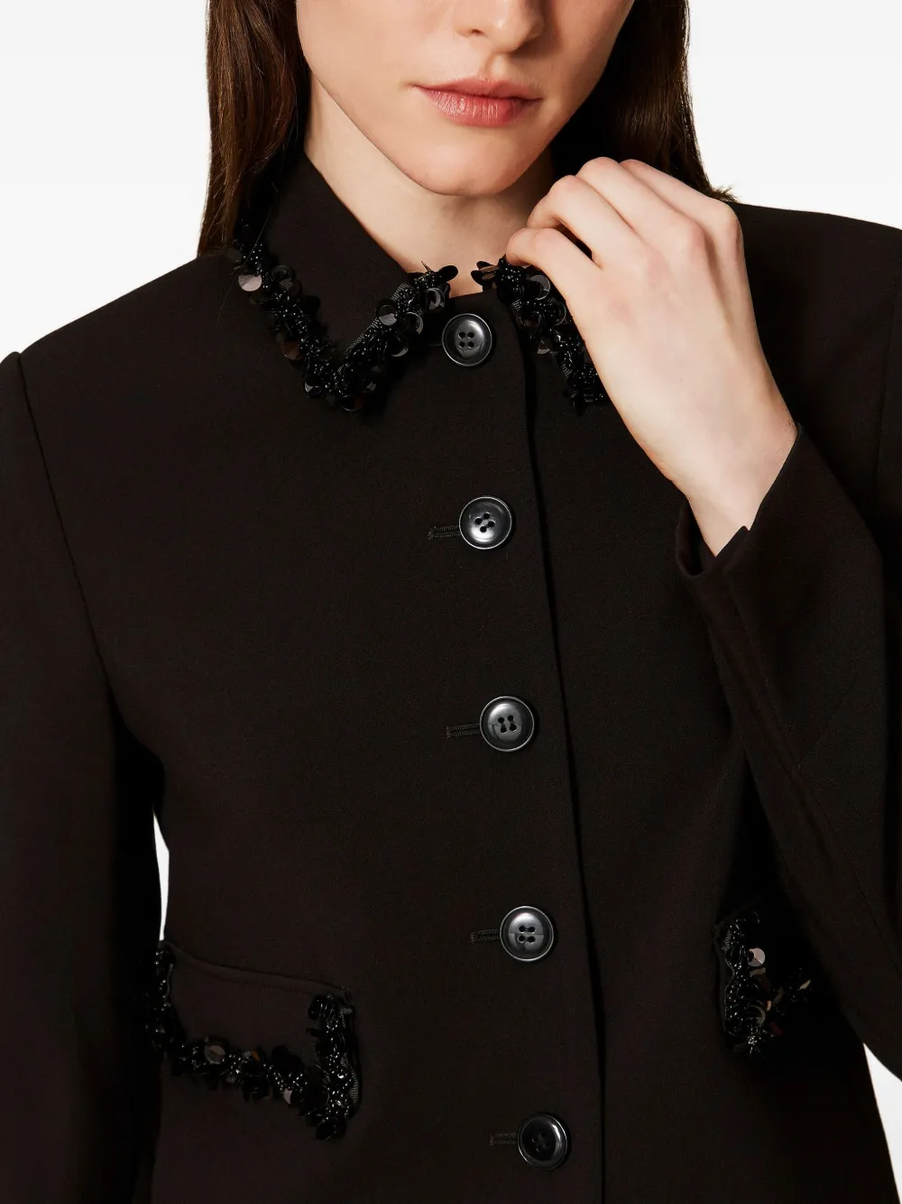Twinset Embellished Long-sleeve Blazer In Black