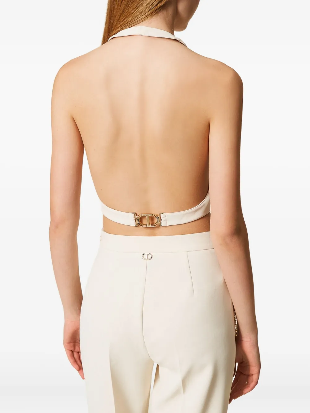 Twinset Halter-neck Button Waistcoat In White