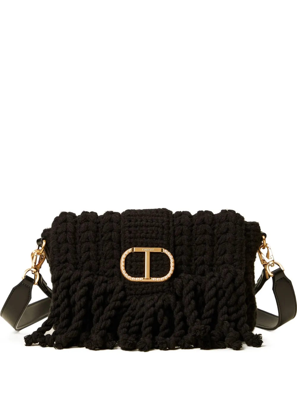 TWINSET fringed logo-plaque satchel - Nero