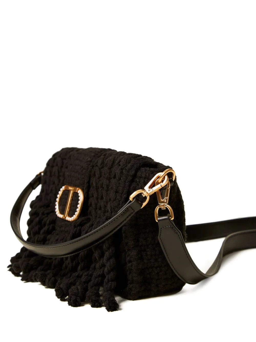 TWINSET Boekentas met logoplakkaat en franje Zwart