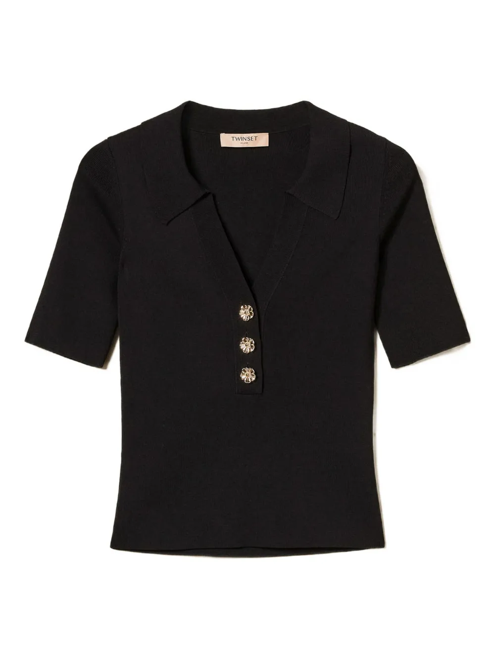 TWINSET Polotop met sieraadknoop Zwart