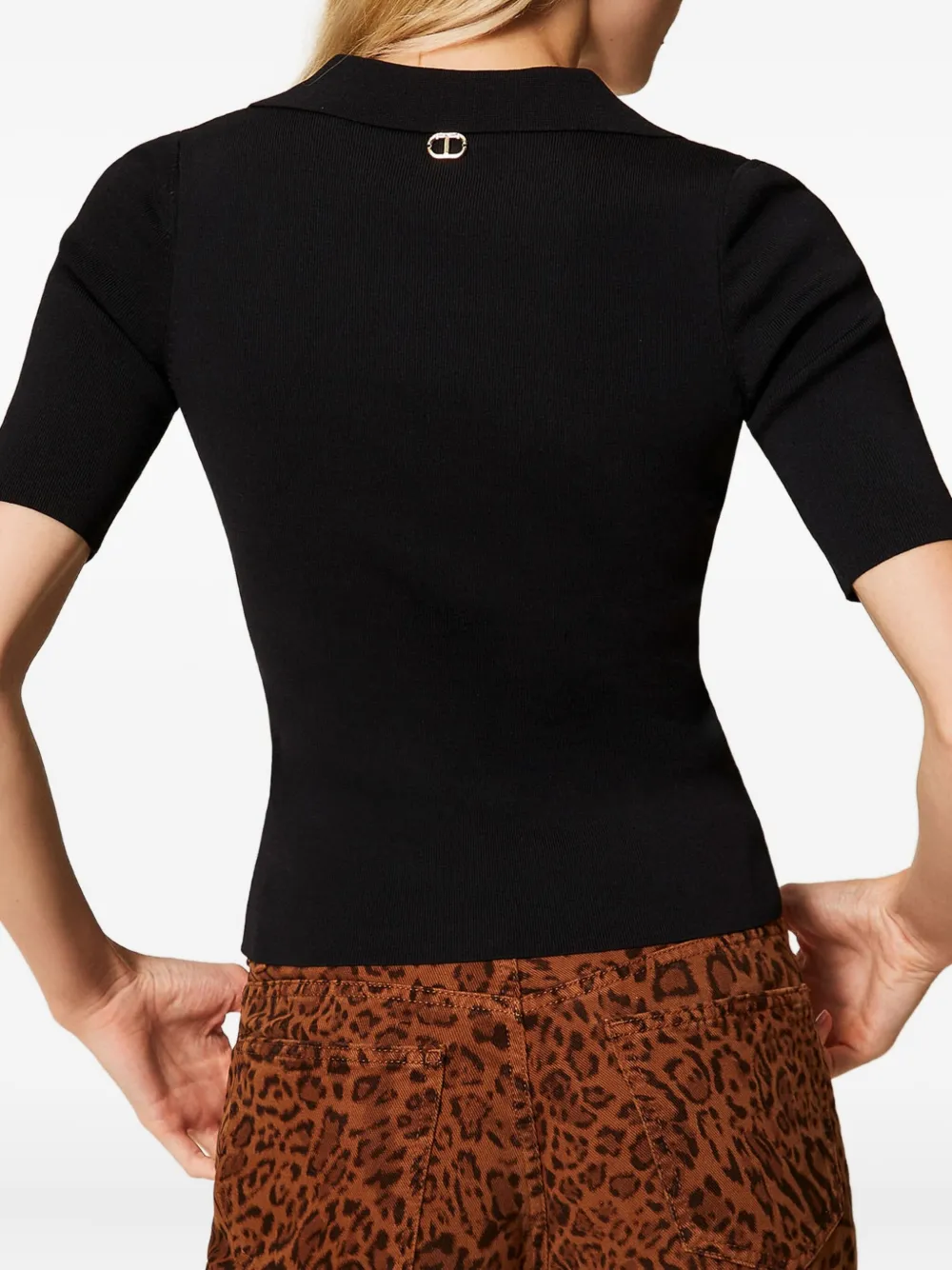TWINSET Polotop met sieraadknoop Zwart