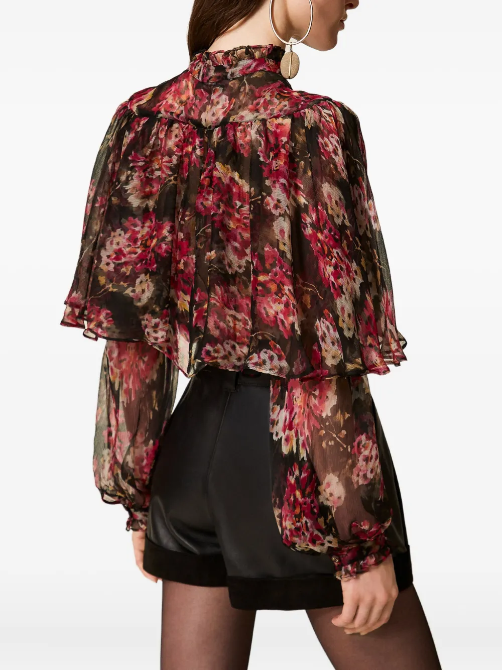 TWINSET Blouse met ruches en gestrikte hals Roze