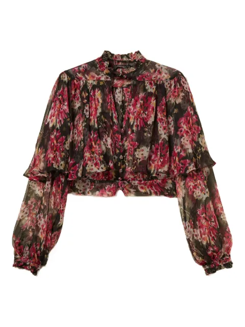TWINSET camisa floral con volantes