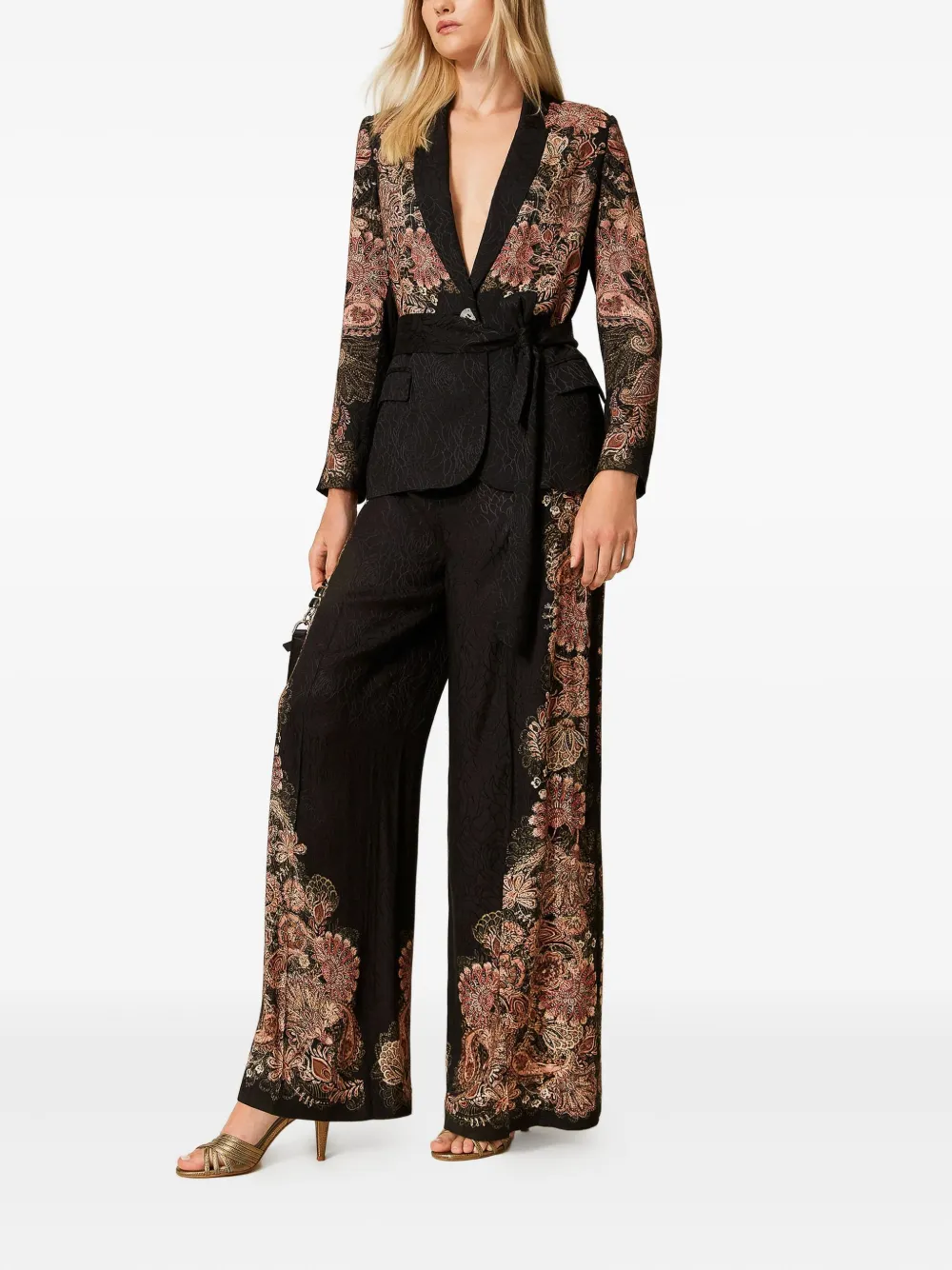 TWINSET Broek met paisley-print - Zwart