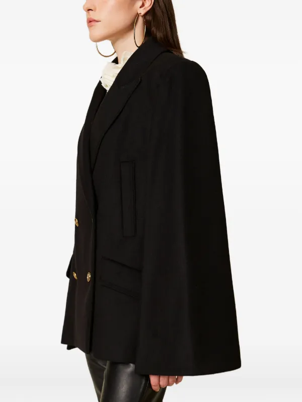 【美品】TWINSET ダブルウール混紡パーカーコート TWINSET ダブルコート | ブラック | FARFETCH JP
