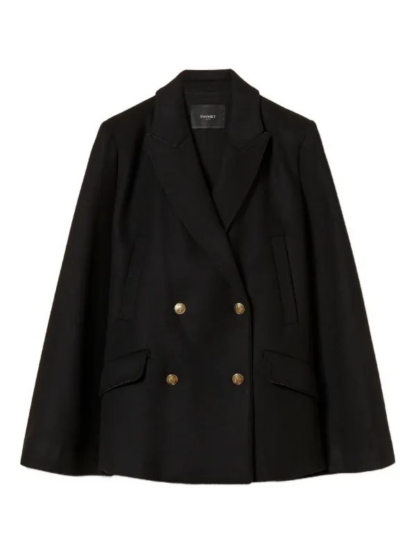 【美品】TWINSET ダブルウール混紡パーカーコート TWINSET ダブルコート | ブラック | FARFETCH JP