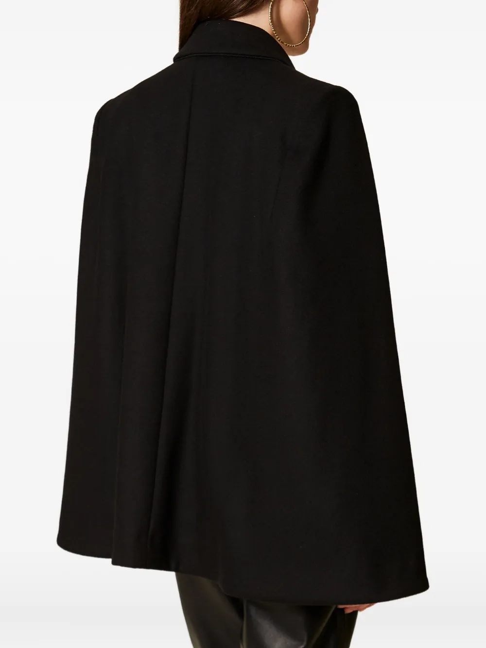 Twinset Wool-blend Double-breasted Coat In Black