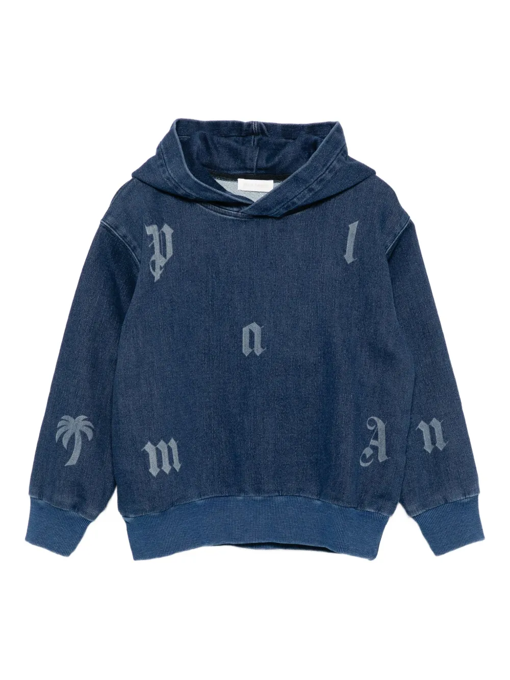 Palm Angels Kids logo-embellished hoodie | Blue | Image 1