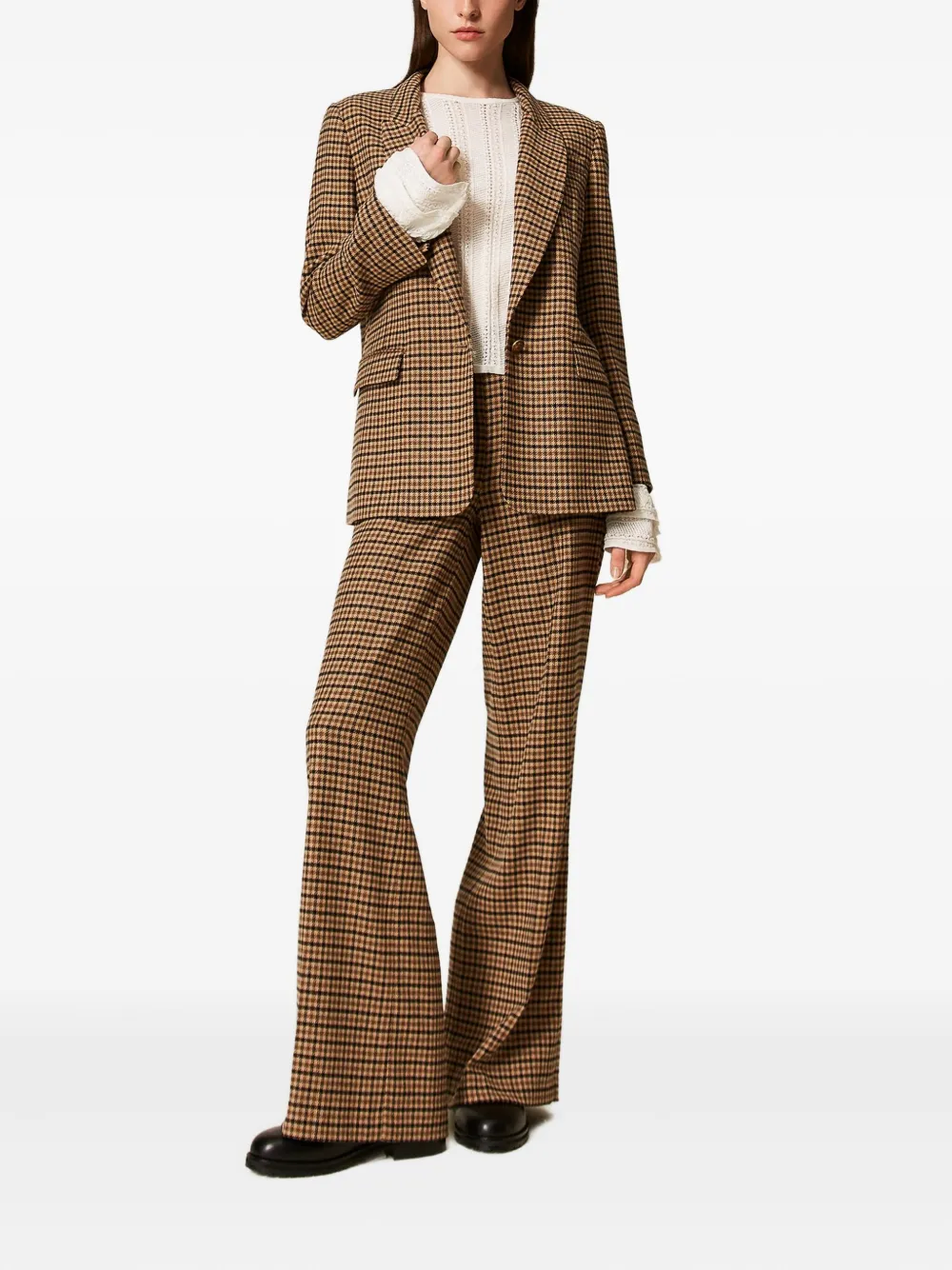 TWINSET Geruite broek met knoopsluiting - Bruin