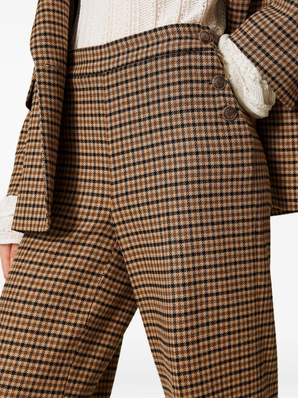 Twinset Checked Button-fastening Trousers In Multi