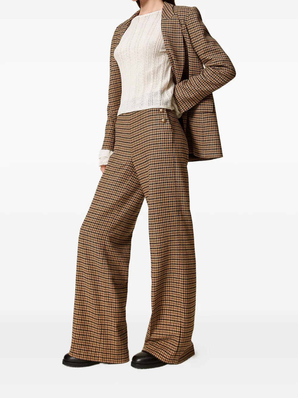 Twinset Checked Button-fastening Trousers In Multi