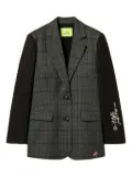 TWINSET checked-pattern embroidered-sleeve blazer - Grey