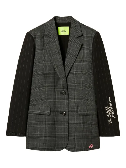 TWINSET checked-pattern embroidered-sleeve blazer