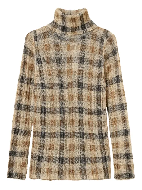 TWINSET roll-neck check-print sweater 