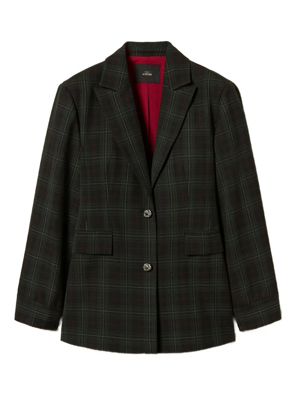 TWINSET tartan knot-detail buttons blazer | Green | Image 1