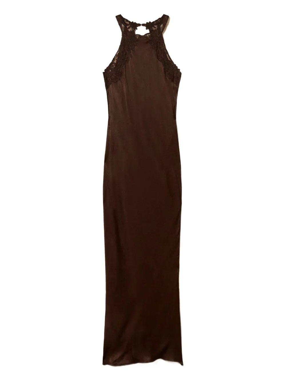 TWINSET Maxi-jurk met inzetstuk van kant Bruin