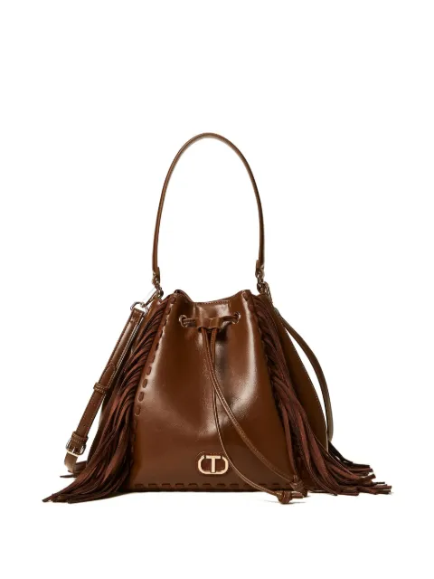 TWINSET fringe drawstring bucket bag
