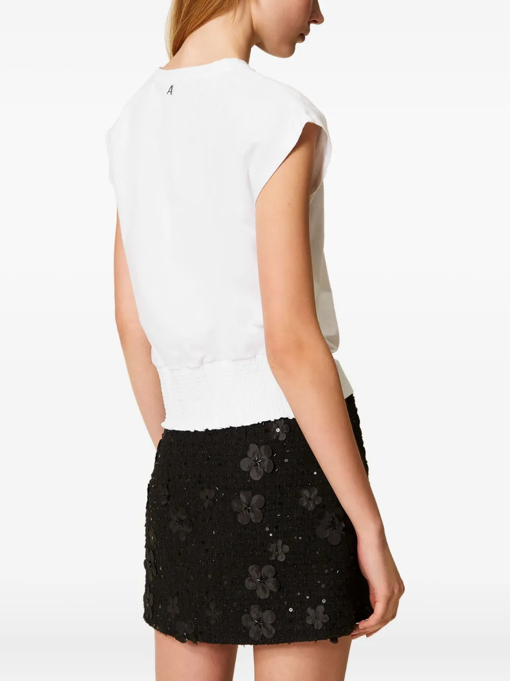 TWINSET T-shirt met geborduurde bloemen Wit