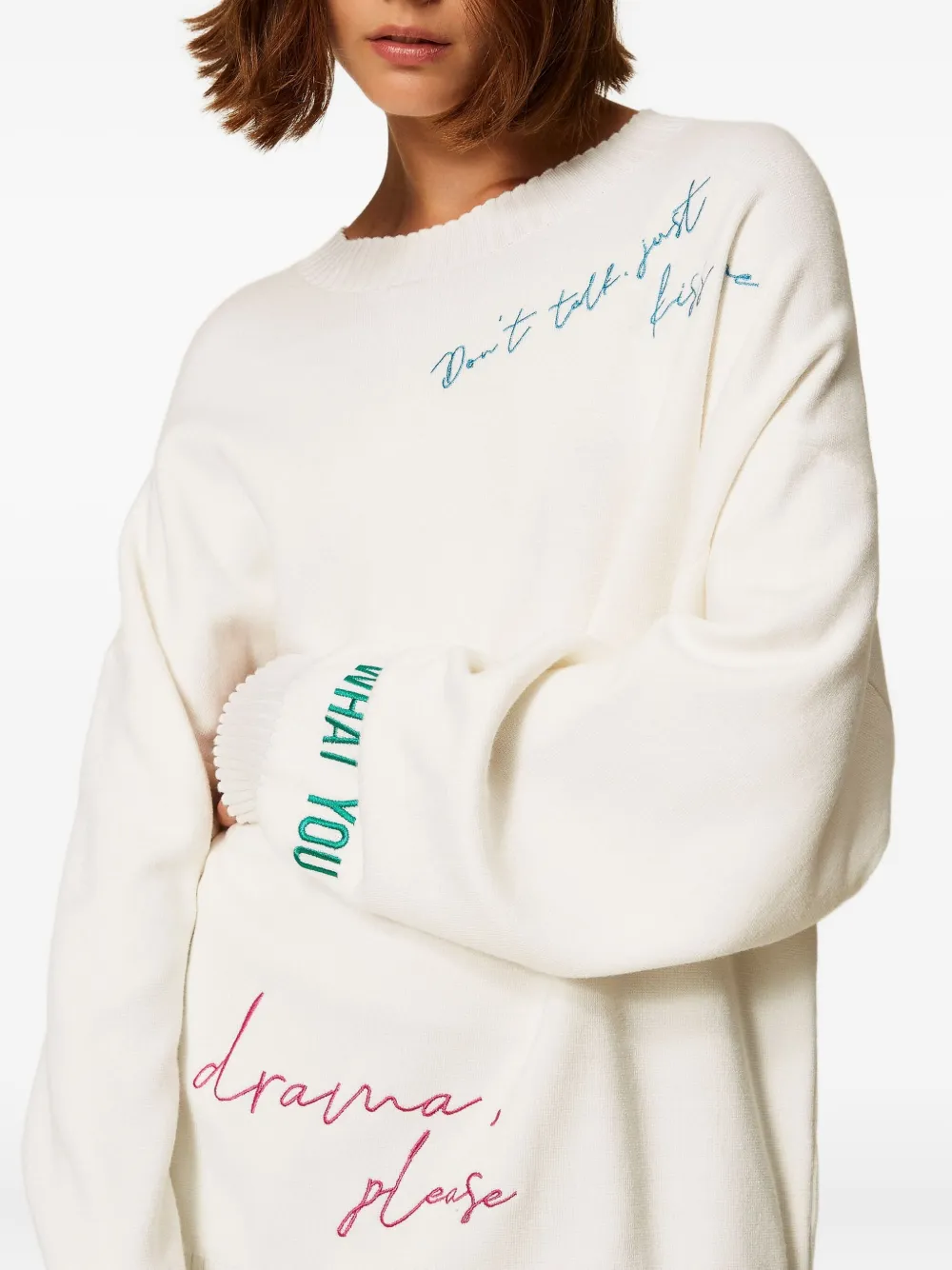 TWINSET Trui met geborduurde letters Wit