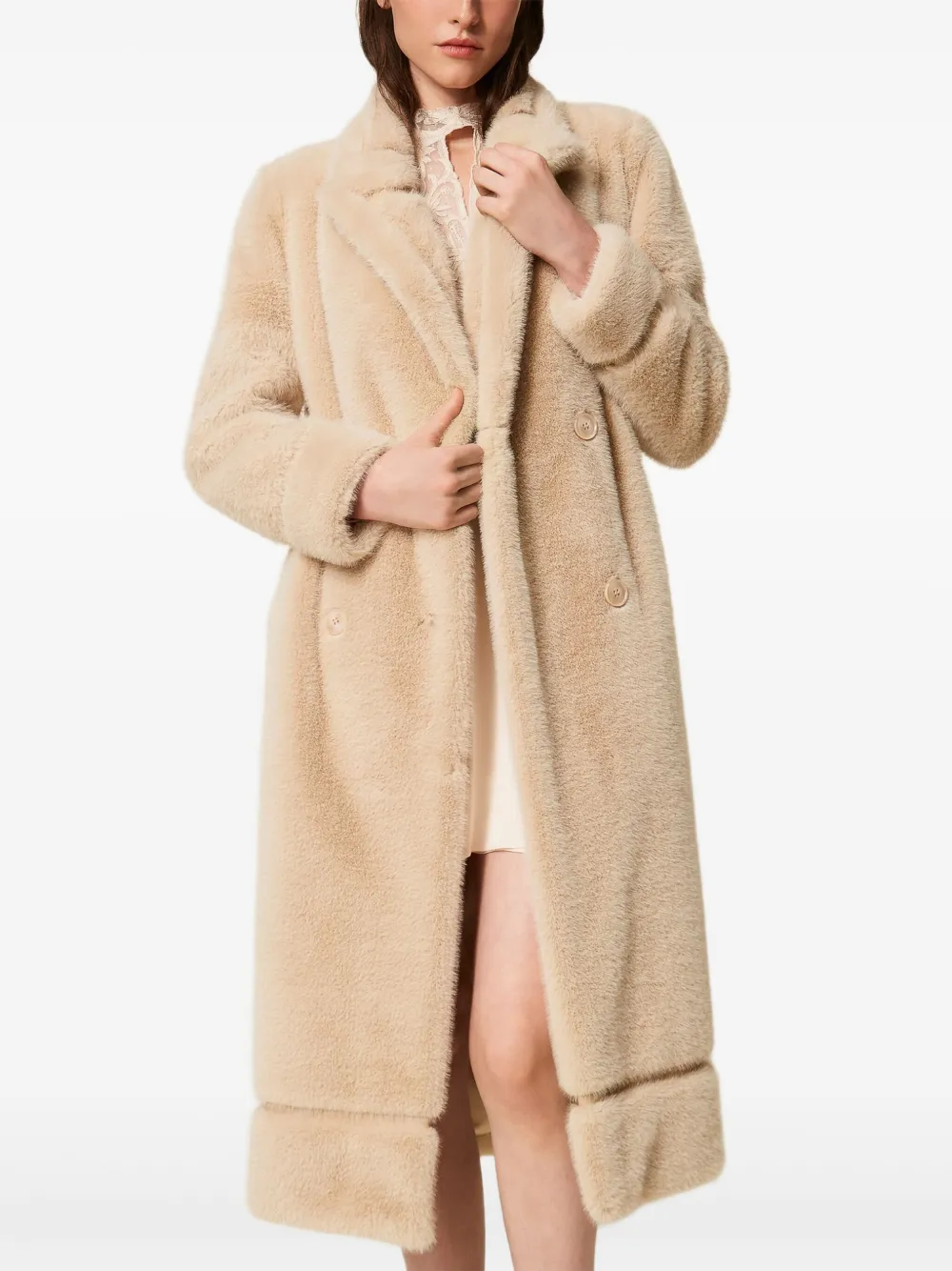 TWINSET double-breasted faux-fur coat | Faux Fur & Shearling Coats | Image 2