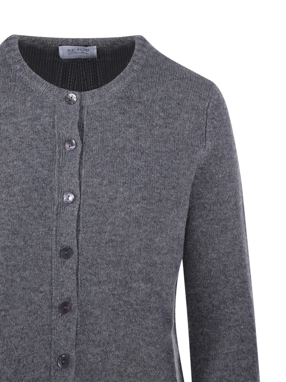 Beyou Button-front Cardigan In Gray