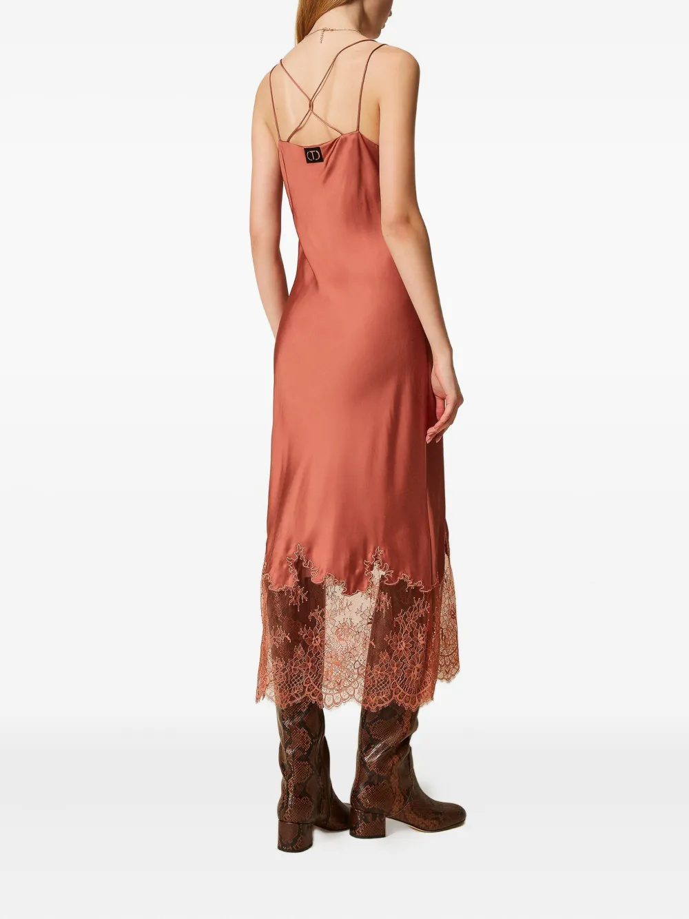 TWINSET Midi-jurk met kanten afwerking Oranje