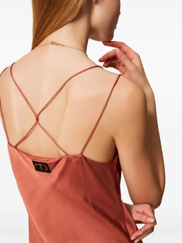 TWINSET lace-trimmed Midi Slip Dress | Orange | FARFETCH GE
