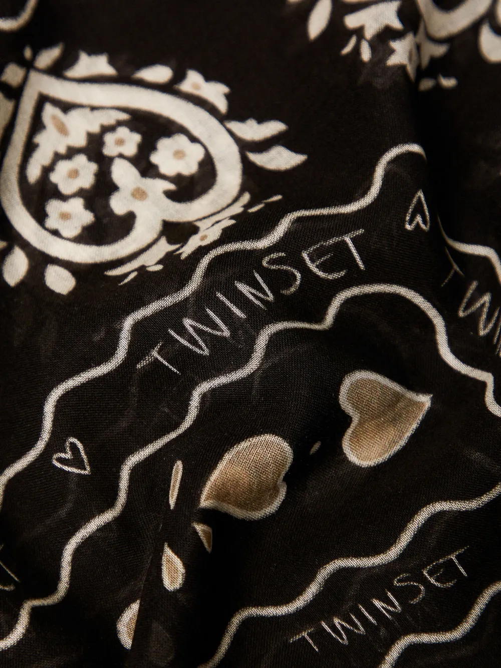 TWINSET Sjaal verfraaid met hart - Zwart