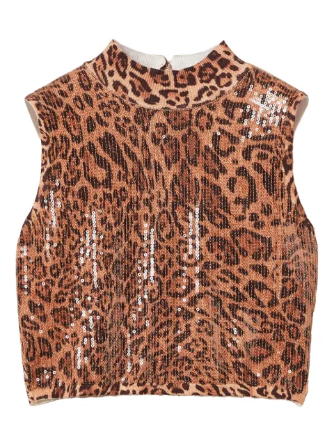 TWINSET leopard-print sequin-embellished top