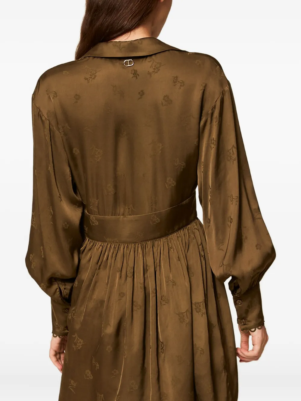Twinset Jacquard Floral-pattern Mini Dress In Brown