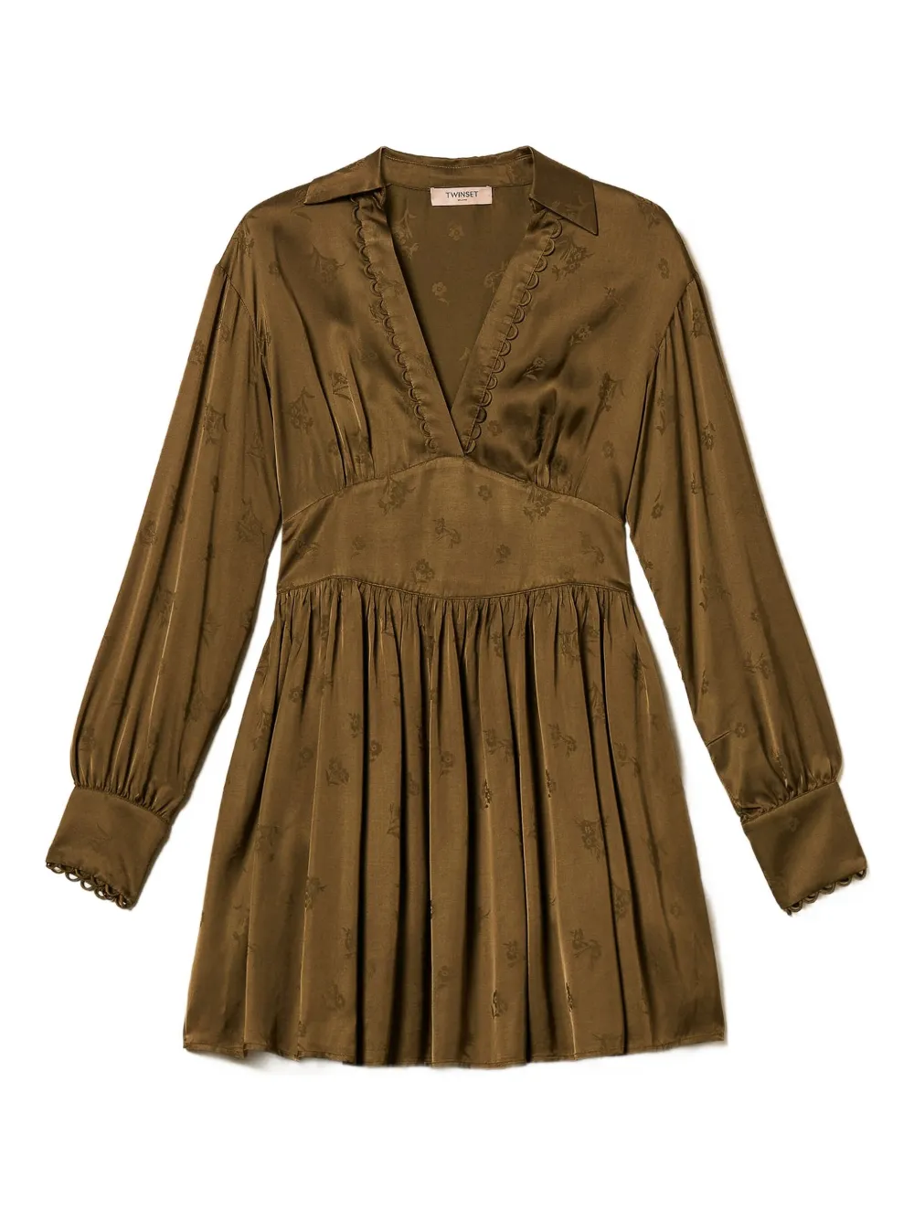 Twinset Jacquard Floral-pattern Mini Dress In Brown