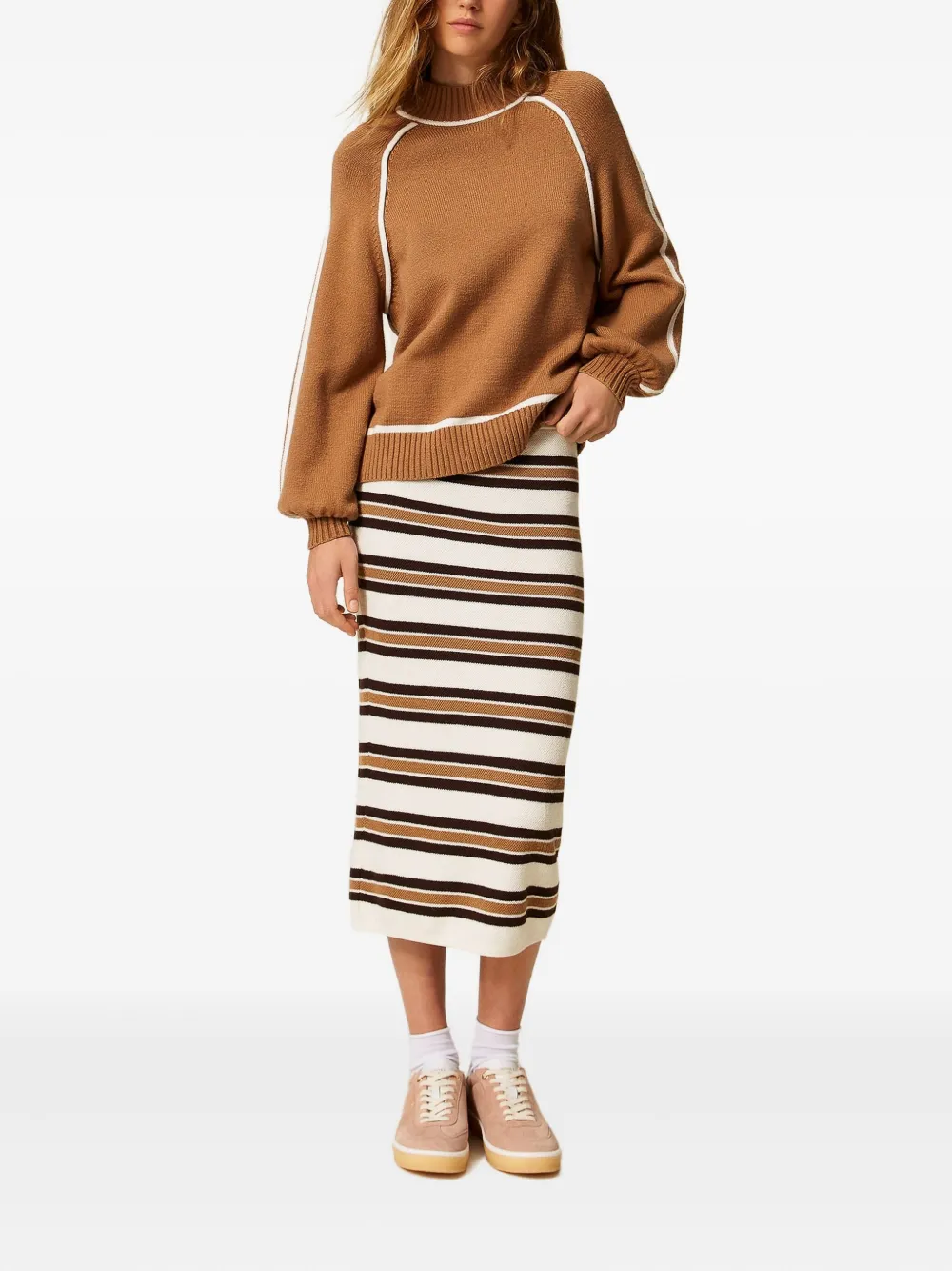 TWINSET Gestreepte midi-rok Wit